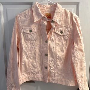 Pink Cotten Blend Jacket with Embroidery Details
